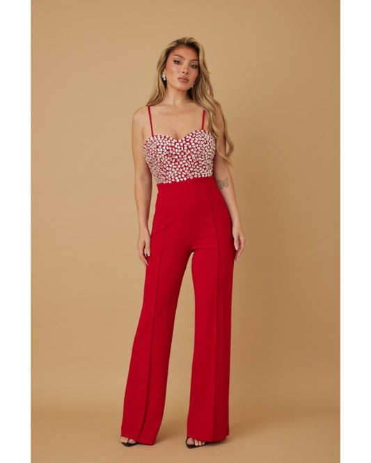 Jewel sewn detailed top Fhasion jumpsuit Women